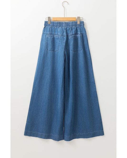 Mineral Wash Button Fly Waist Wide Leg Jeans