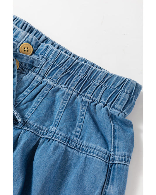 Mineral Wash Button Fly Waist Wide Leg Jeans