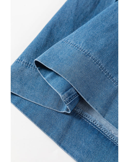 Mineral Wash Button Fly Waist Wide Leg Jeans