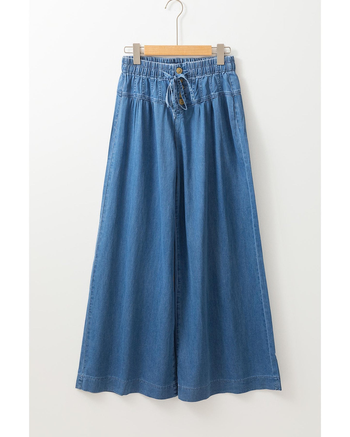 Mineral Wash Button Fly Waist Wide Leg Jeans