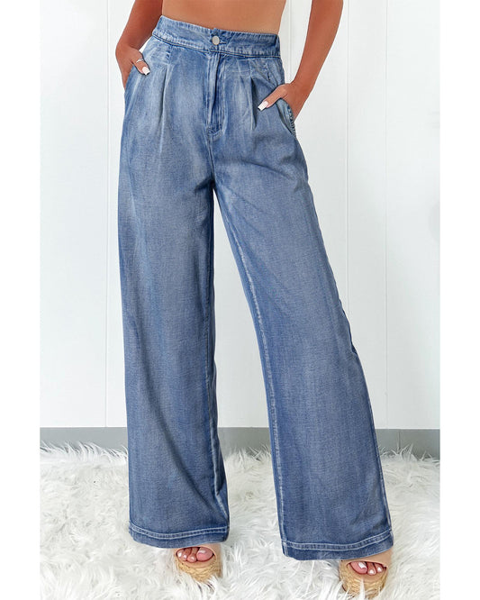 Dusk Blue Wide Leg High Waist Jeans