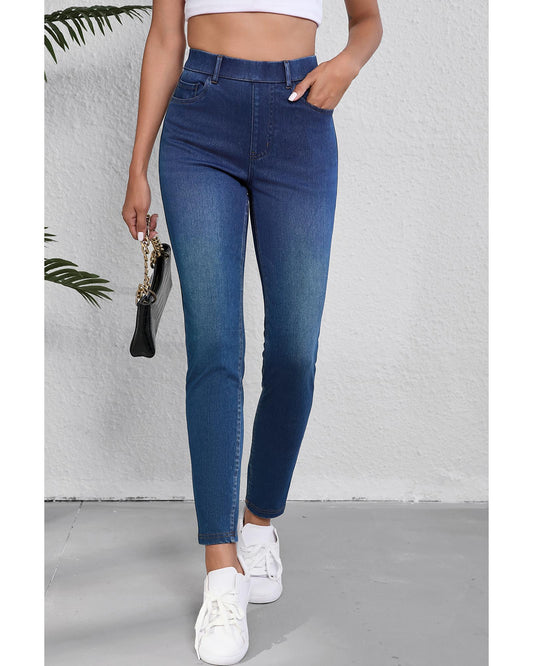ASHLEIGH BLUE Straight Leg Washed Stretchy Jeans