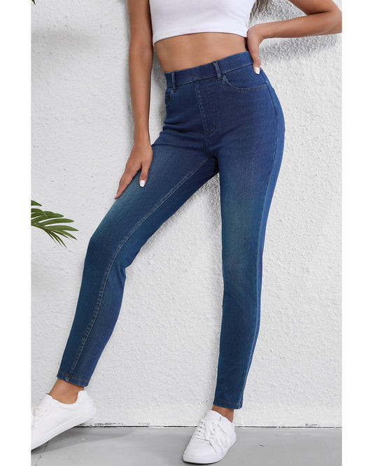 ASHLEIGH BLUE Straight Leg Washed Stretchy Jeans
