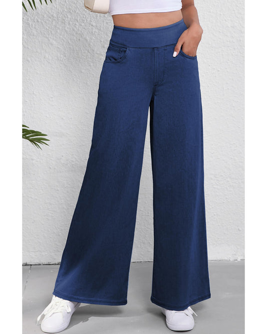 Sail Blue Medium Wash Straight Loose Jeans