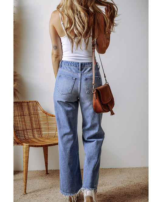 ASHLEIGH BLUE Distressed Straight High Waist Jeans