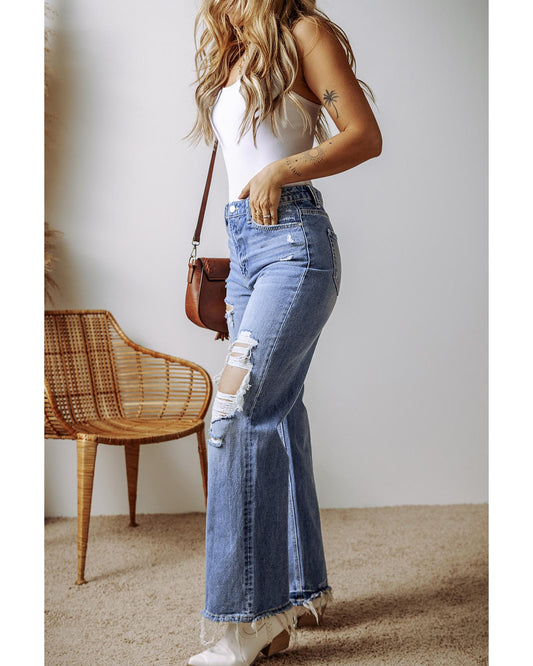 ASHLEIGH BLUE Distressed Straight High Waist Jeans