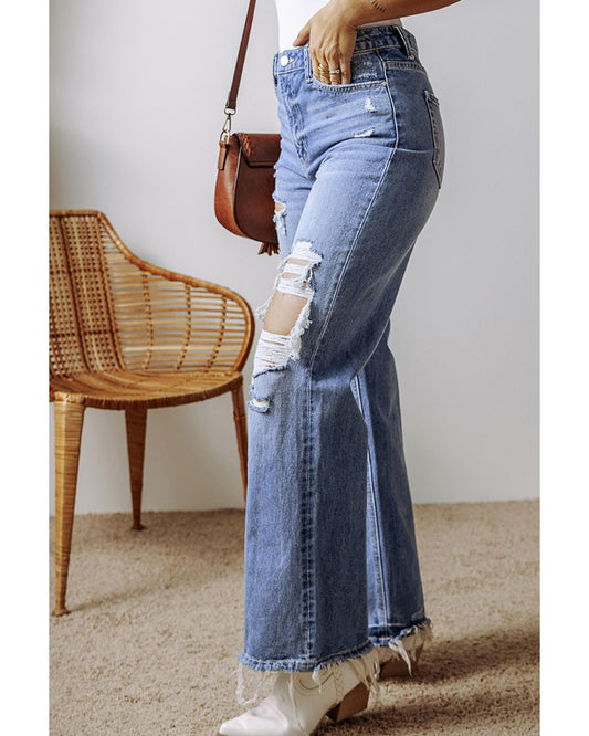 ASHLEIGH BLUE Distressed Straight High Waist Jeans