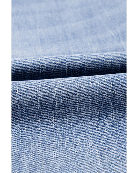 ASHLEIGH BLUE Acid Wash Raw Hem Flared Jeans