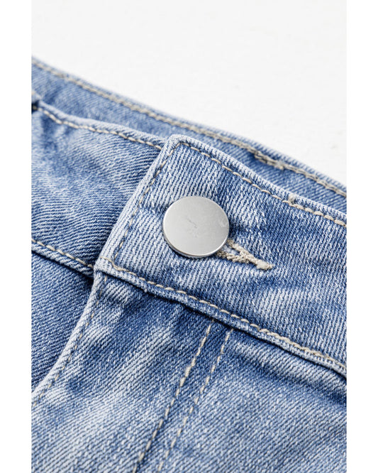 ASHLEIGH BLUE Acid Wash Raw Hem Flared Jeans