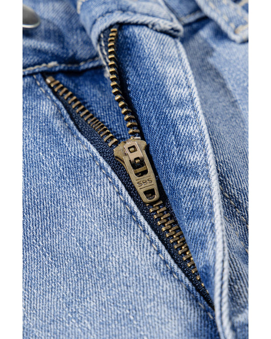 ASHLEIGH BLUE Acid Wash Raw Hem Flared Jeans