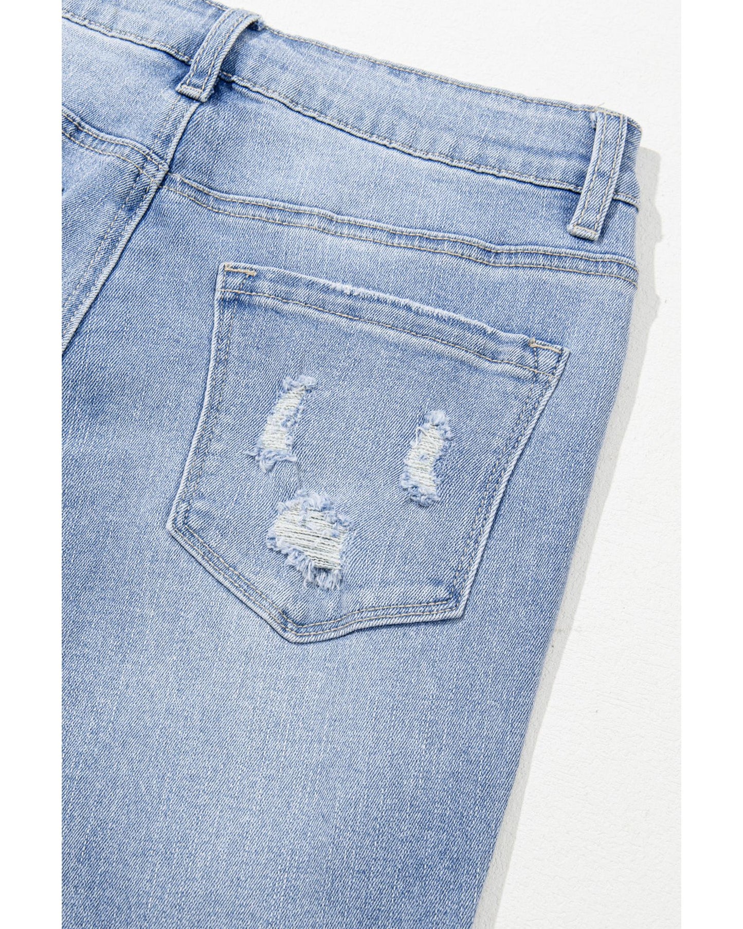 ASHLEIGH BLUE Acid Wash Raw Hem Flared Jeans
