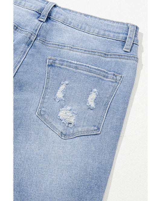 ASHLEIGH BLUE Acid Wash Raw Hem Flared Jeans