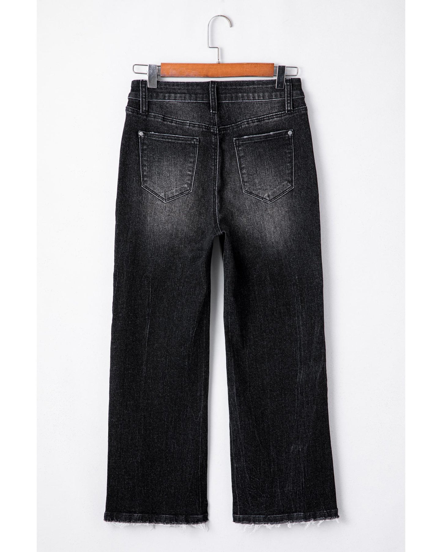Mineral Wash Raw Hem High Waist Flared Jeans