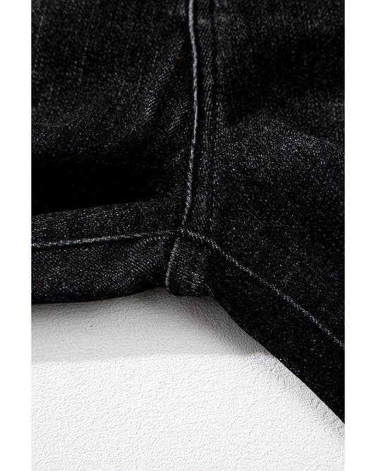 Mineral Wash Raw Hem High Waist Flared Jeans