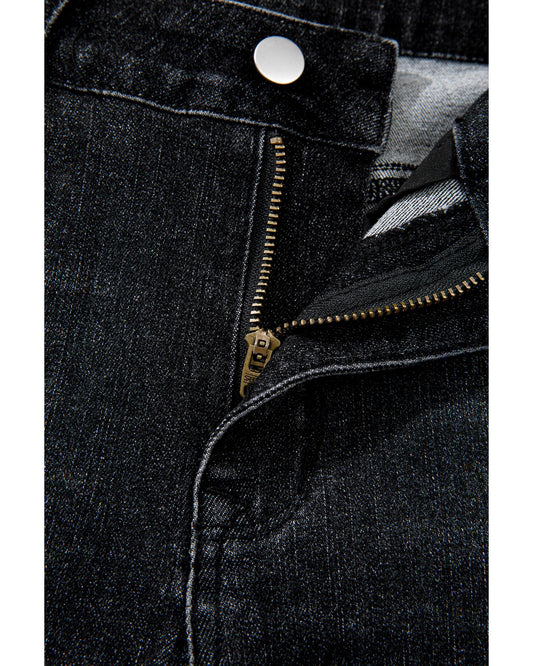 Mineral Wash Raw Hem High Waist Flared Jeans