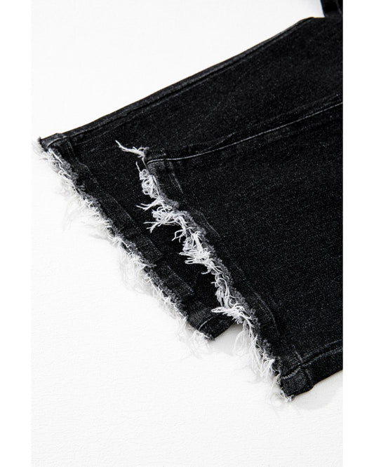 Mineral Wash Raw Hem High Waist Flared Jeans