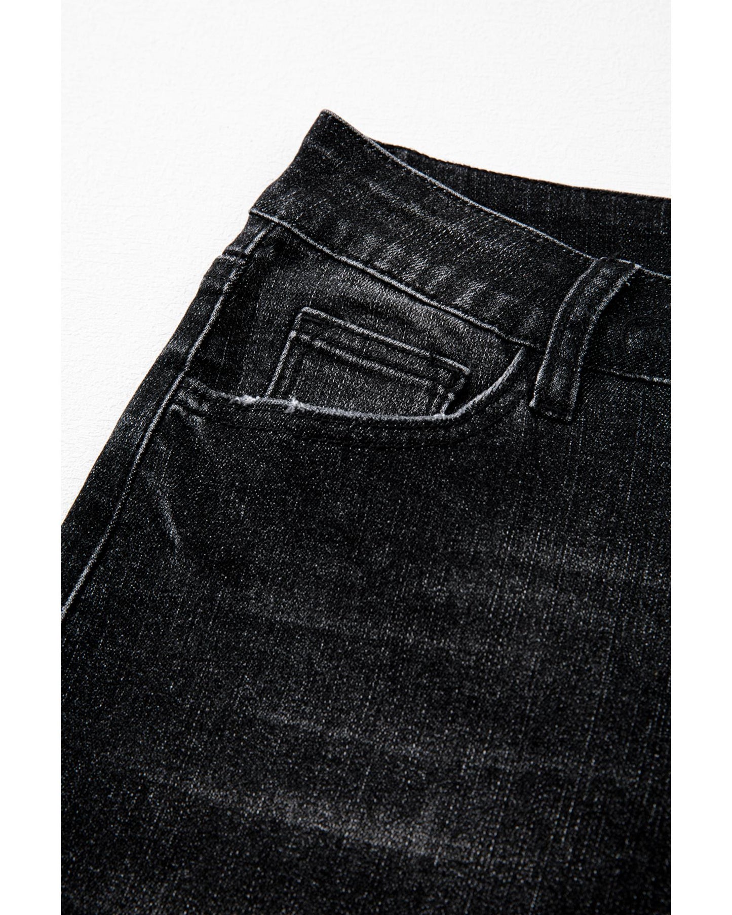 Mineral Wash Raw Hem High Waist Flared Jeans