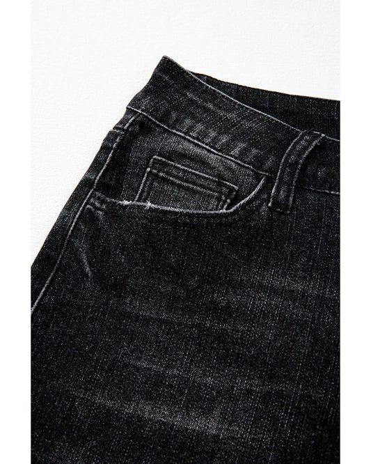 Mineral Wash Raw Hem High Waist Flared Jeans