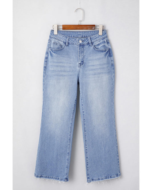 Mineral Wash Raw Hem High Waist Flared Jeans
