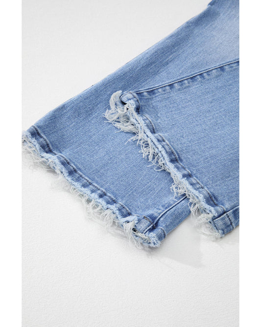 Mineral Wash Raw Hem High Waist Flared Jeans