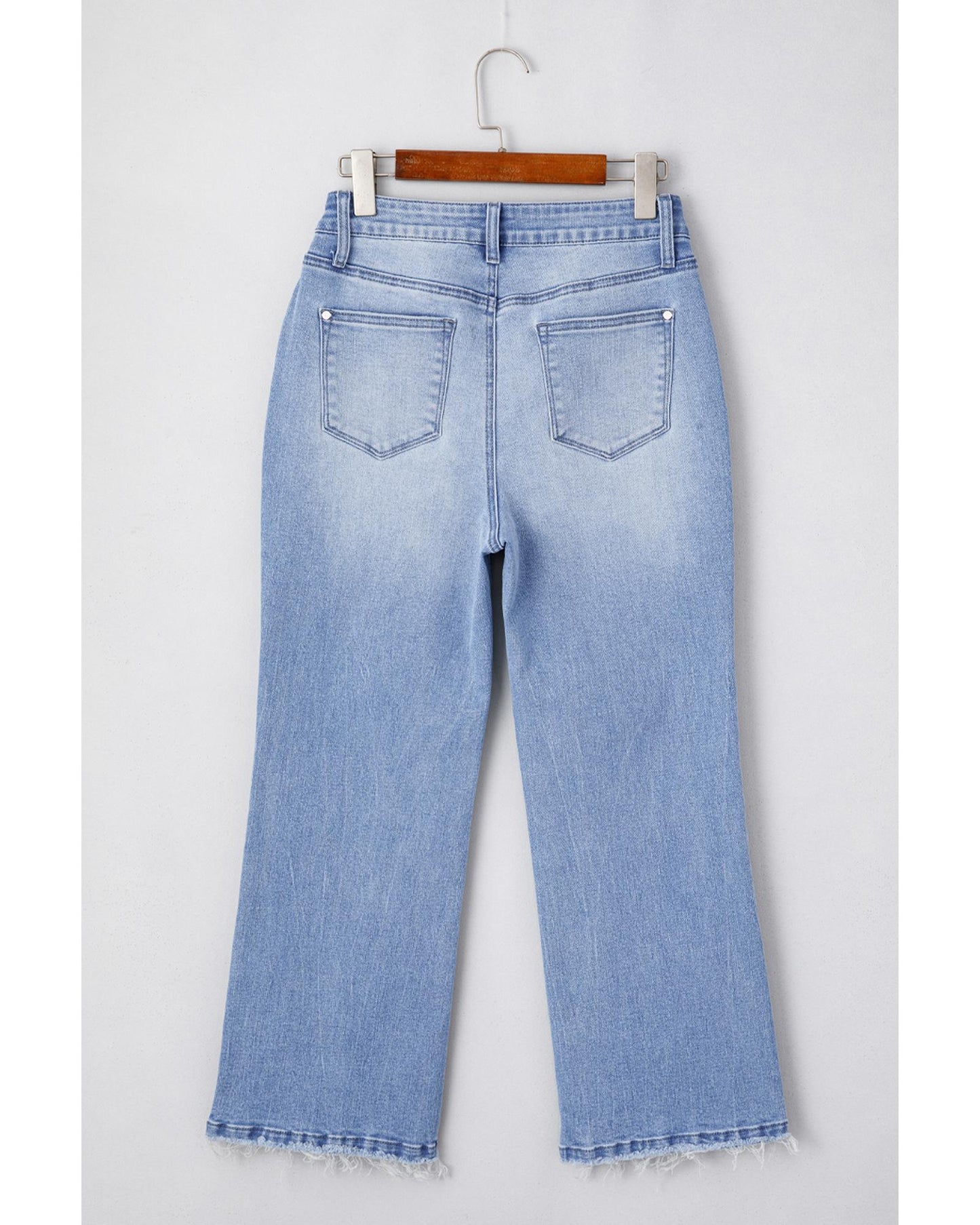 Mineral Wash Raw Hem High Waist Flared Jeans