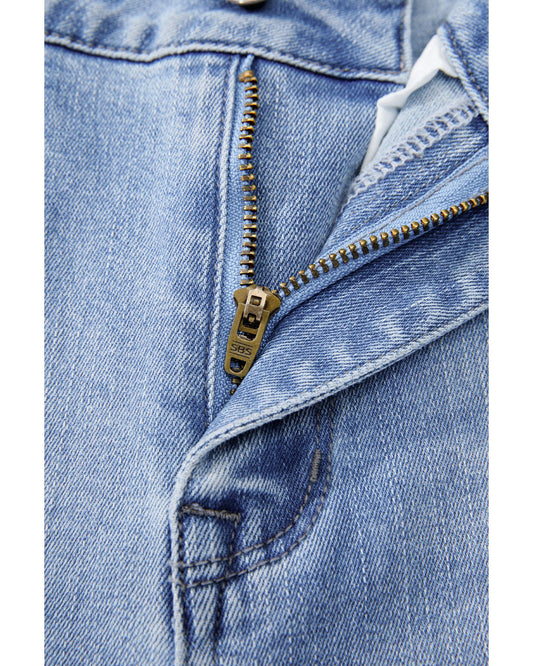 Mineral Wash Raw Hem High Waist Flared Jeans