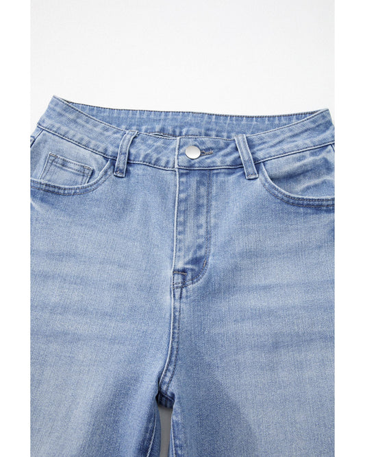 Mineral Wash Raw Hem High Waist Flared Jeans