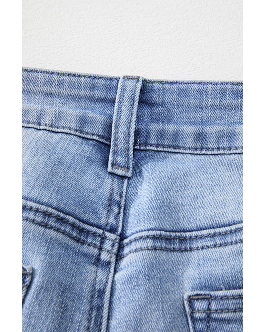 Mineral Wash Raw Hem High Waist Flared Jeans