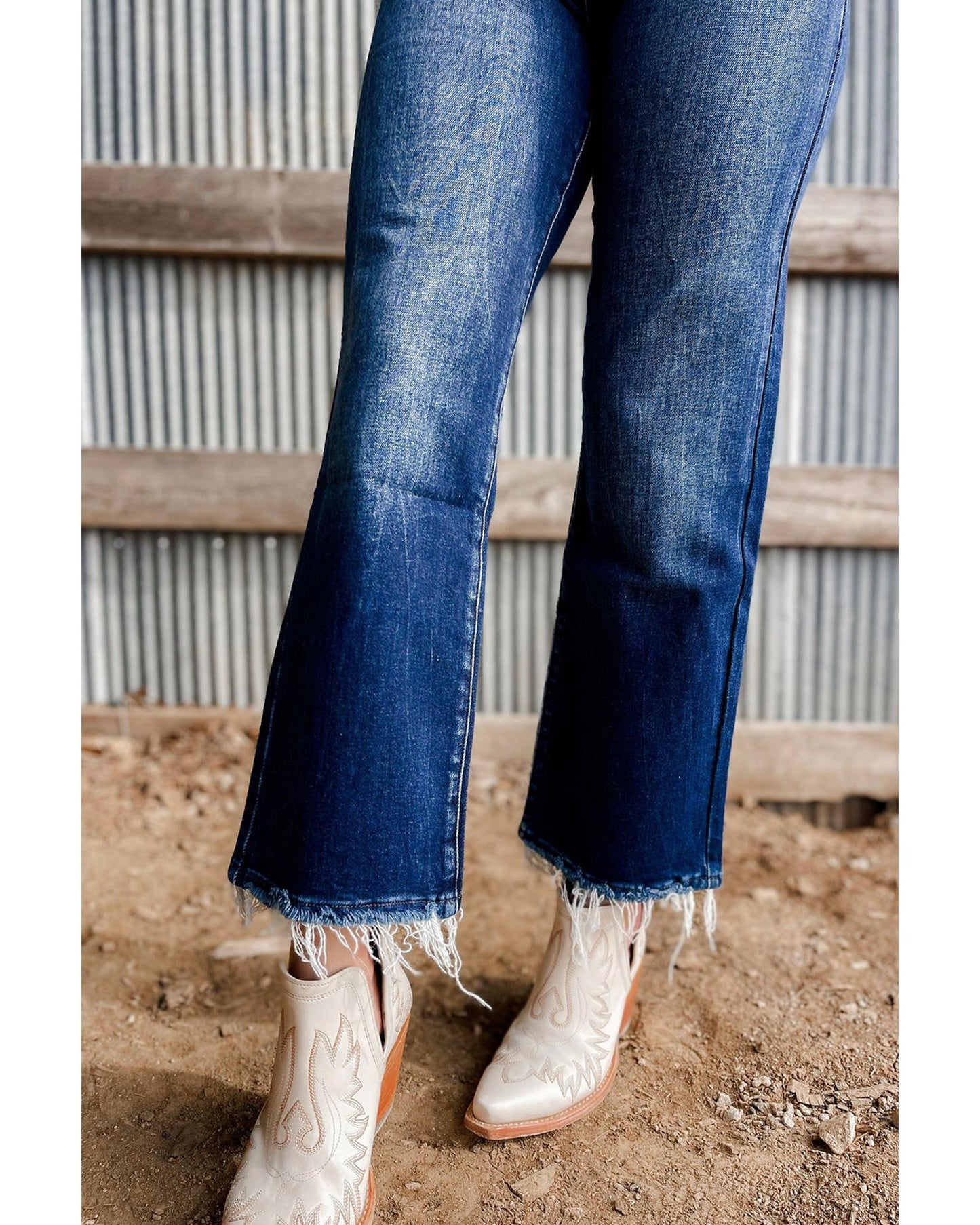 Mineral Wash Raw Hem High Waist Flared Jeans