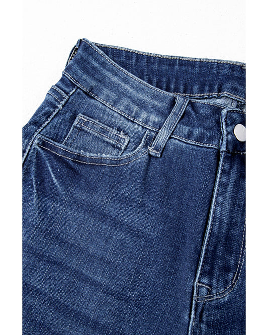Mineral Wash Raw Hem High Waist Flared Jeans