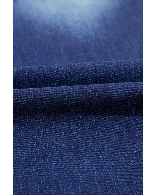 Sail Blue Distressed Raw Hem Flared Jeans