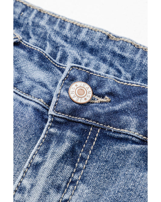 High Rise Ripped Distressed Hem Flared Jeans