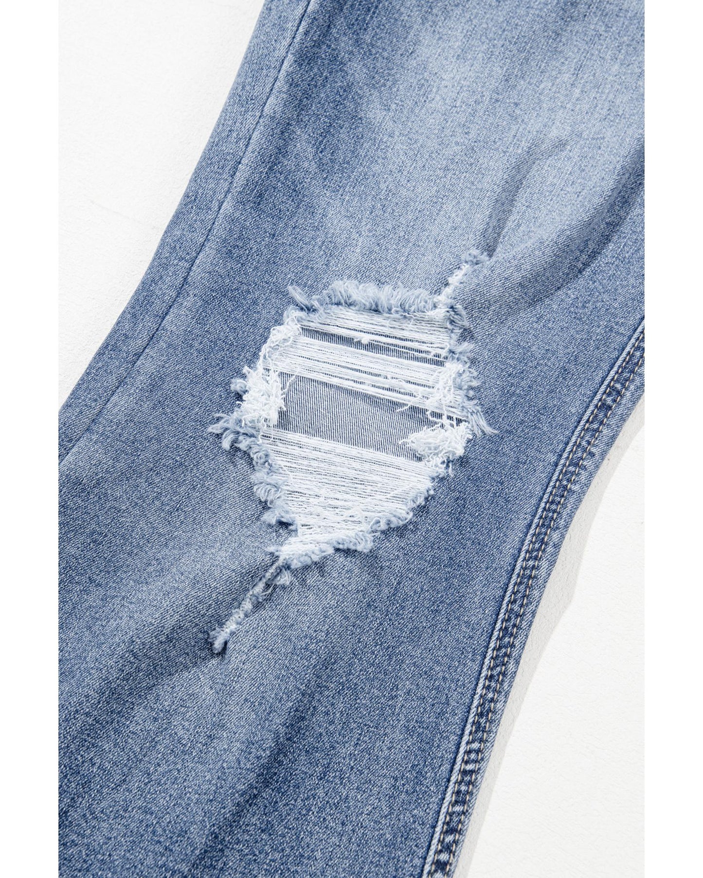High Rise Ripped Distressed Hem Flared Jeans