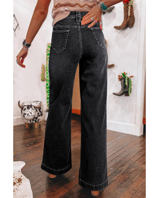 Wide Leg Pocketed High Waist Jeans
