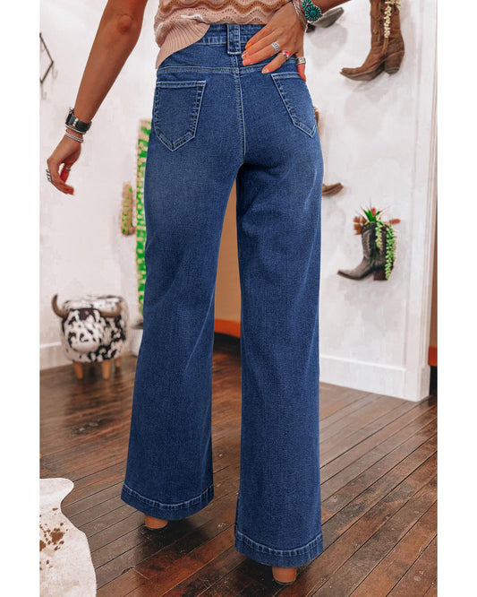 Wide Leg Pocketed High Waist Jeans