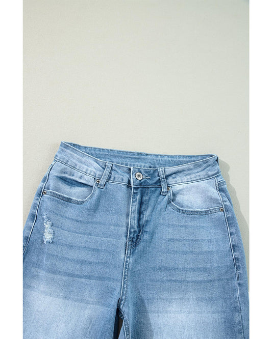 Myosotis High Rise Shift Slit Leg Straight Jeans