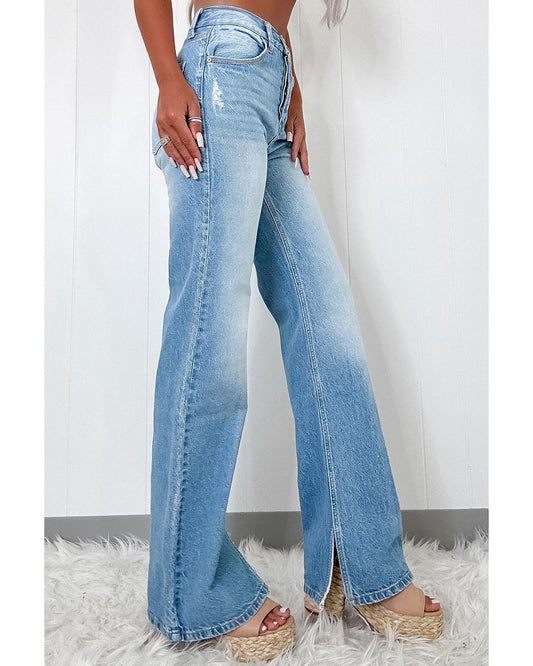 Myosotis High Rise Shift Slit Leg Straight Jeans