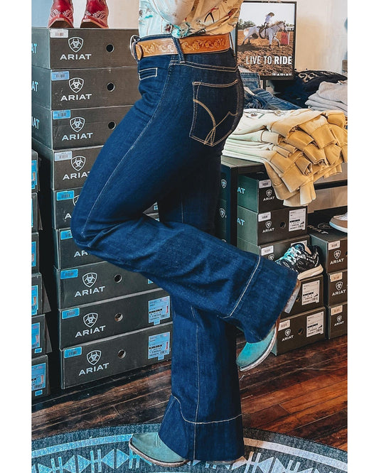 Sail Blue Centre Seam Deep Wash Straight Jeans