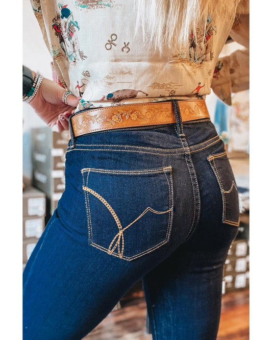 Sail Blue Centre Seam Deep Wash Straight Jeans