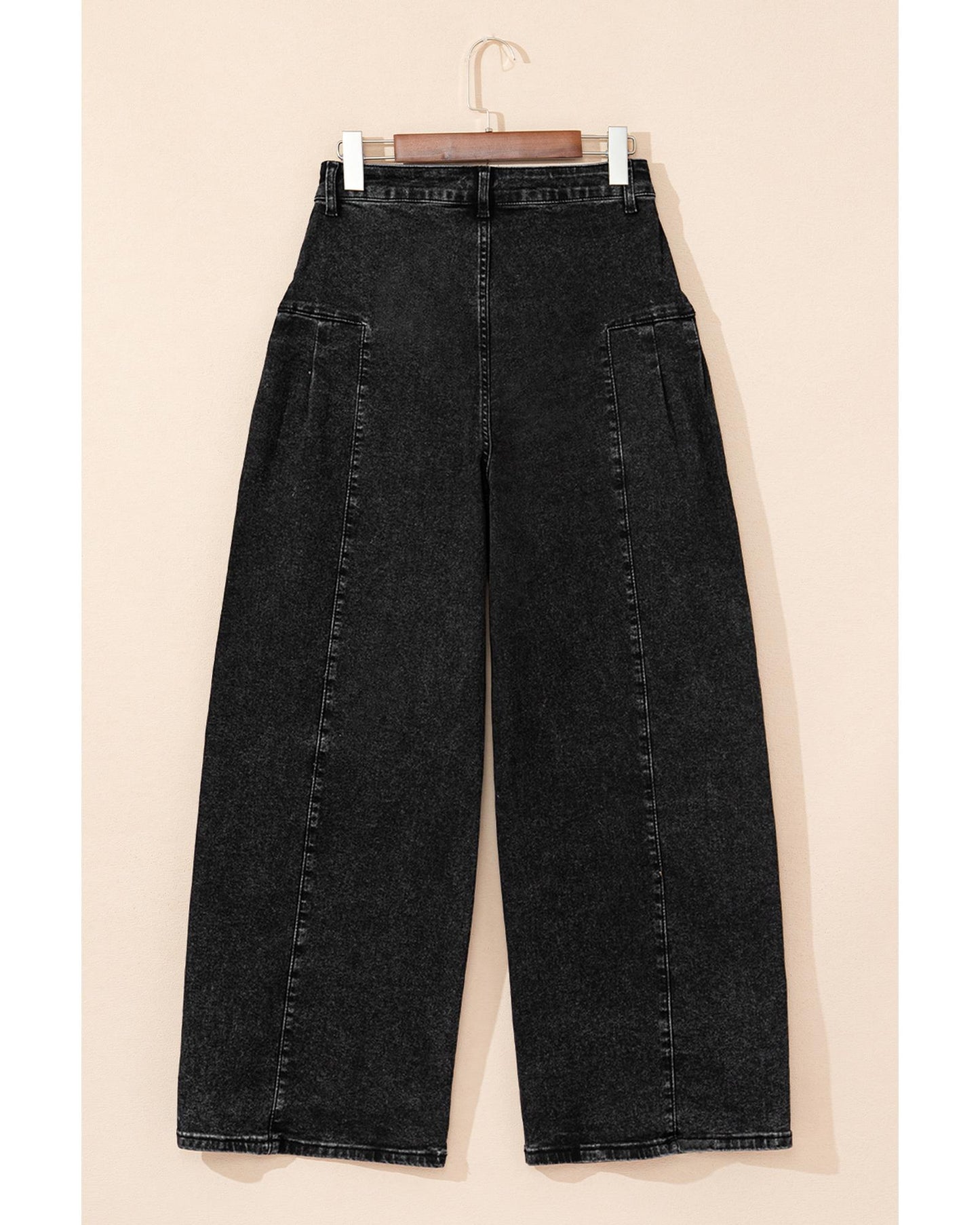 Dark Grey Pleated Wide Leg Denim
