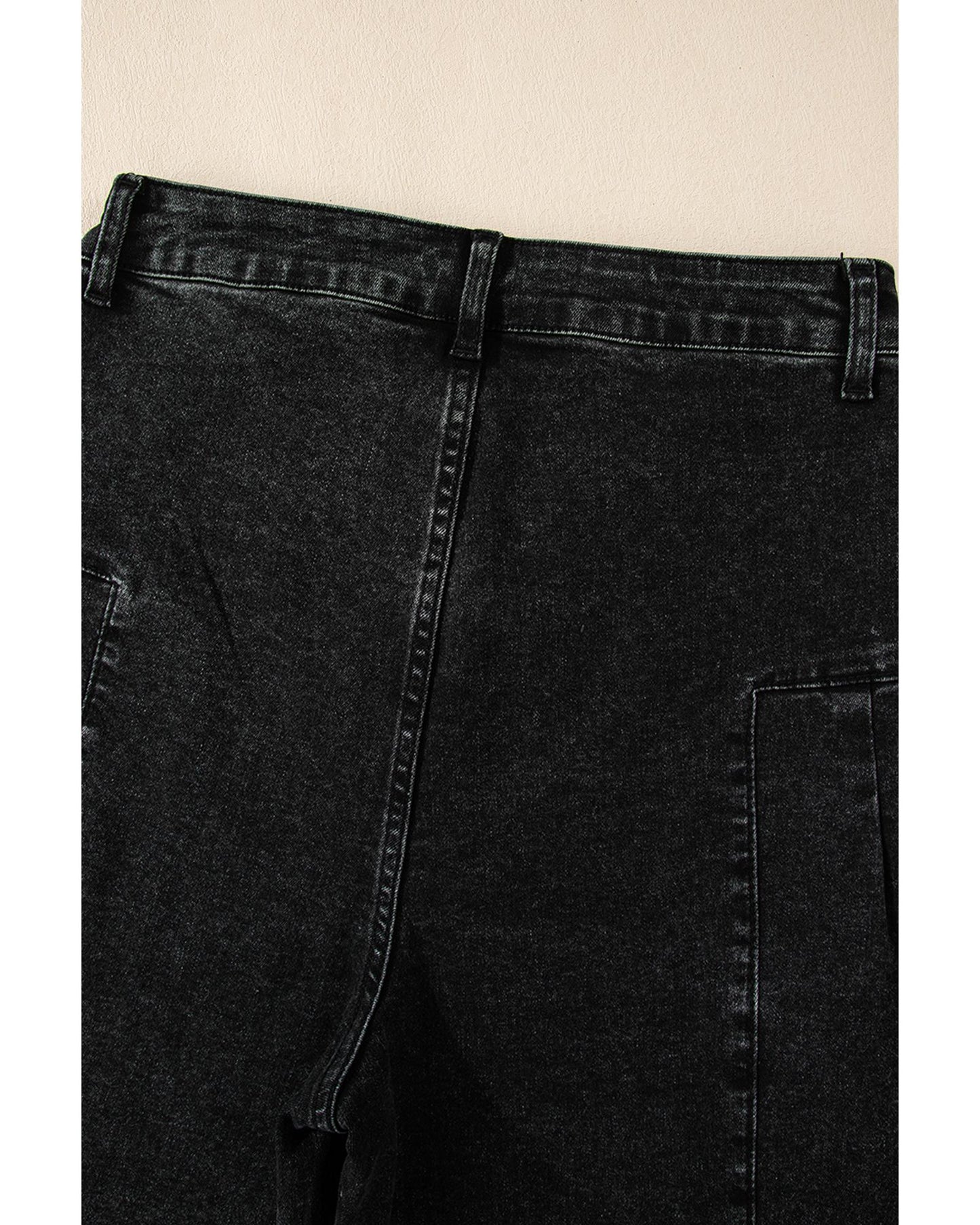 Dark Grey Pleated Wide Leg Denim