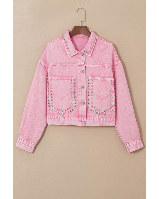 Rivet Studded Pocketed Denim Jacket