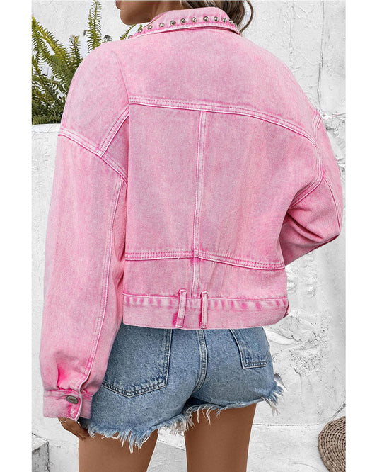 Rivet Studded Pocketed Denim Jacket