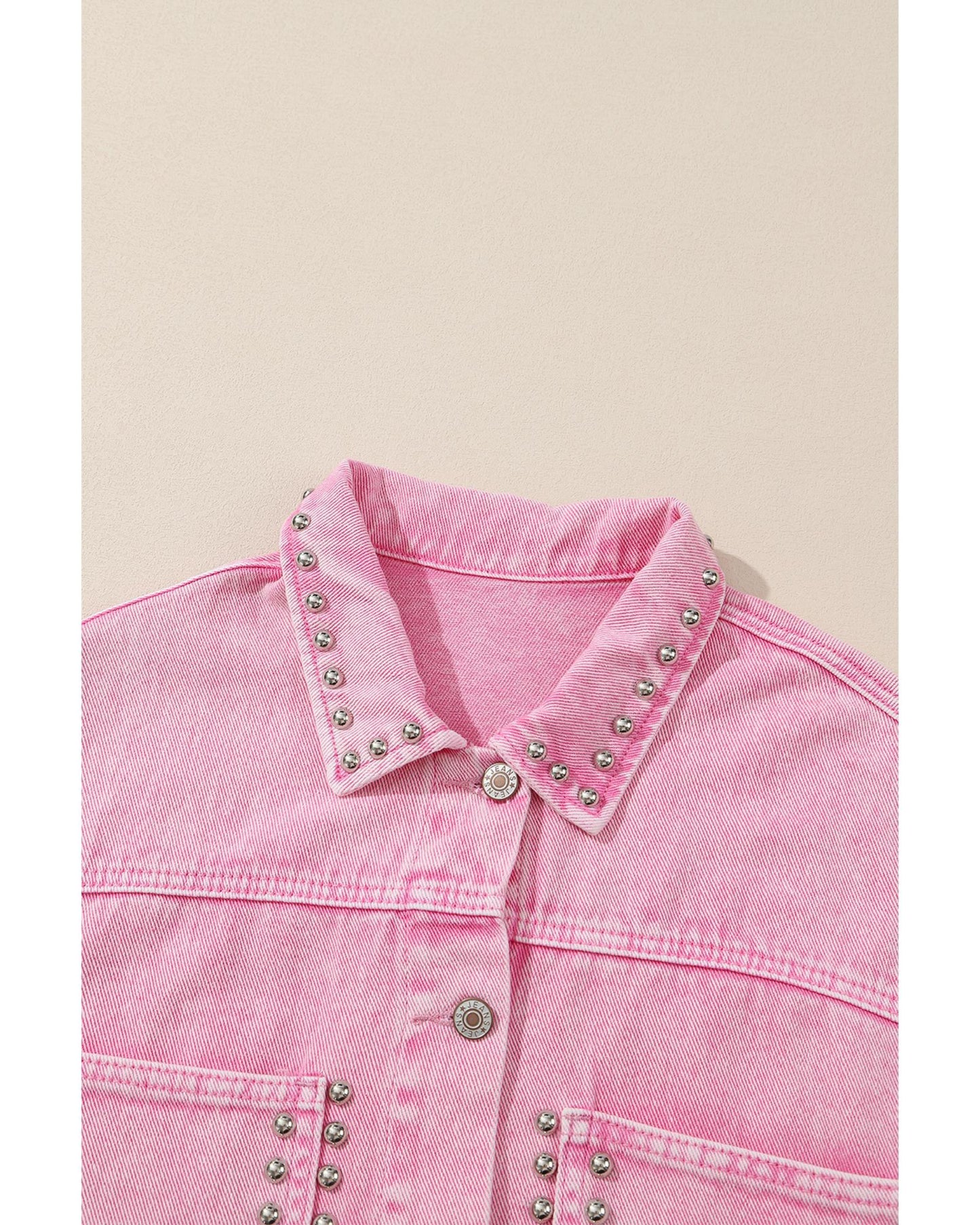 Rivet Studded Pocketed Denim Jacket