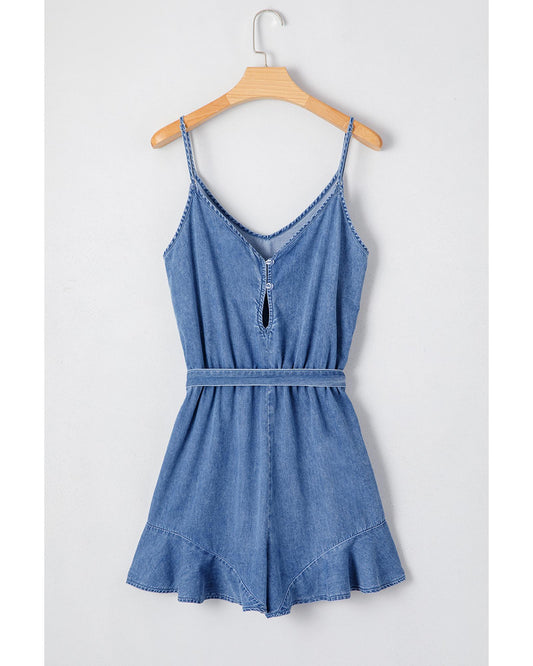 Ashleigh Blue Belted Ruffled Leg Romper