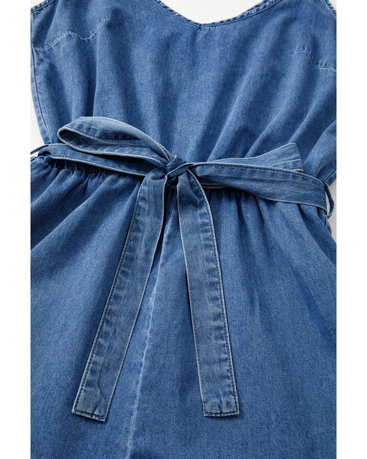 Ashleigh Blue Belted Ruffled Leg Romper