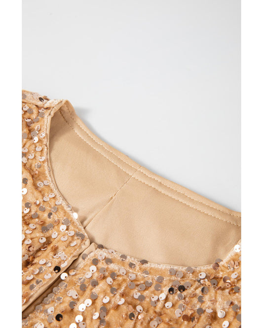 Black Sequined Open Front Cropped Jacket - L