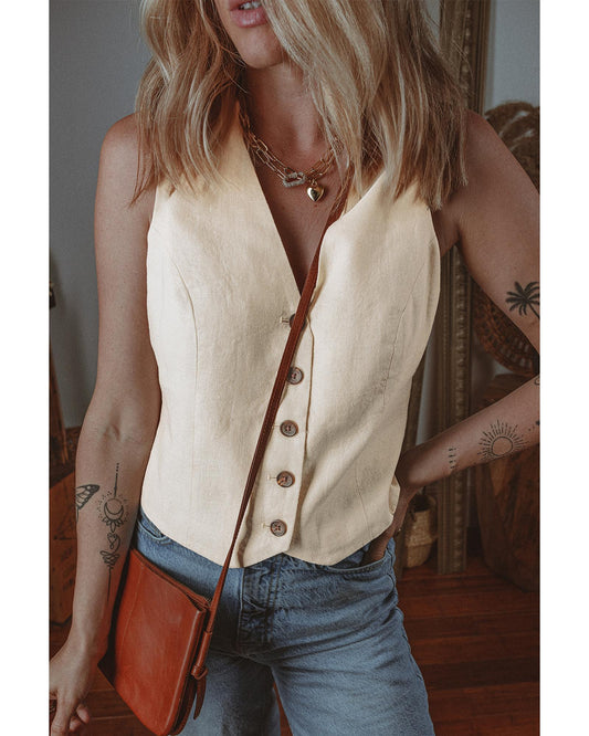 Slim Fit Buttoned V Neck Vest