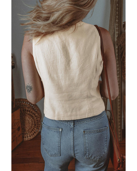 Slim Fit Buttoned V Neck Vest