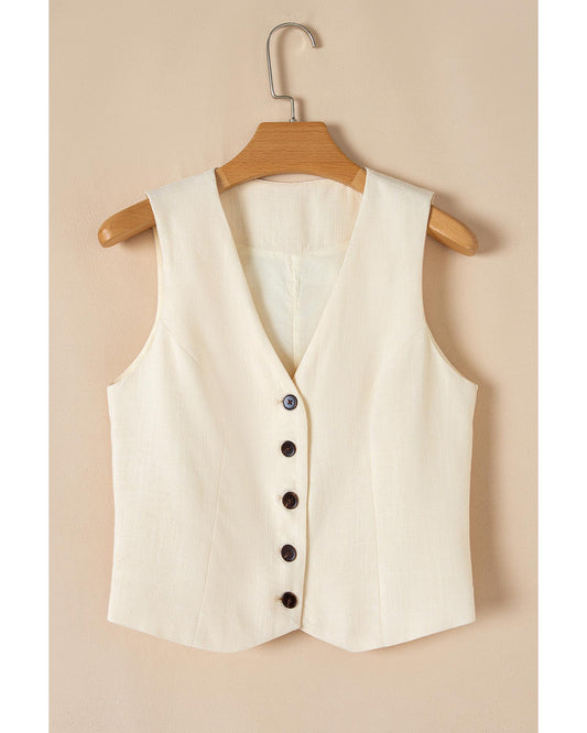Slim Fit Buttoned V Neck Vest